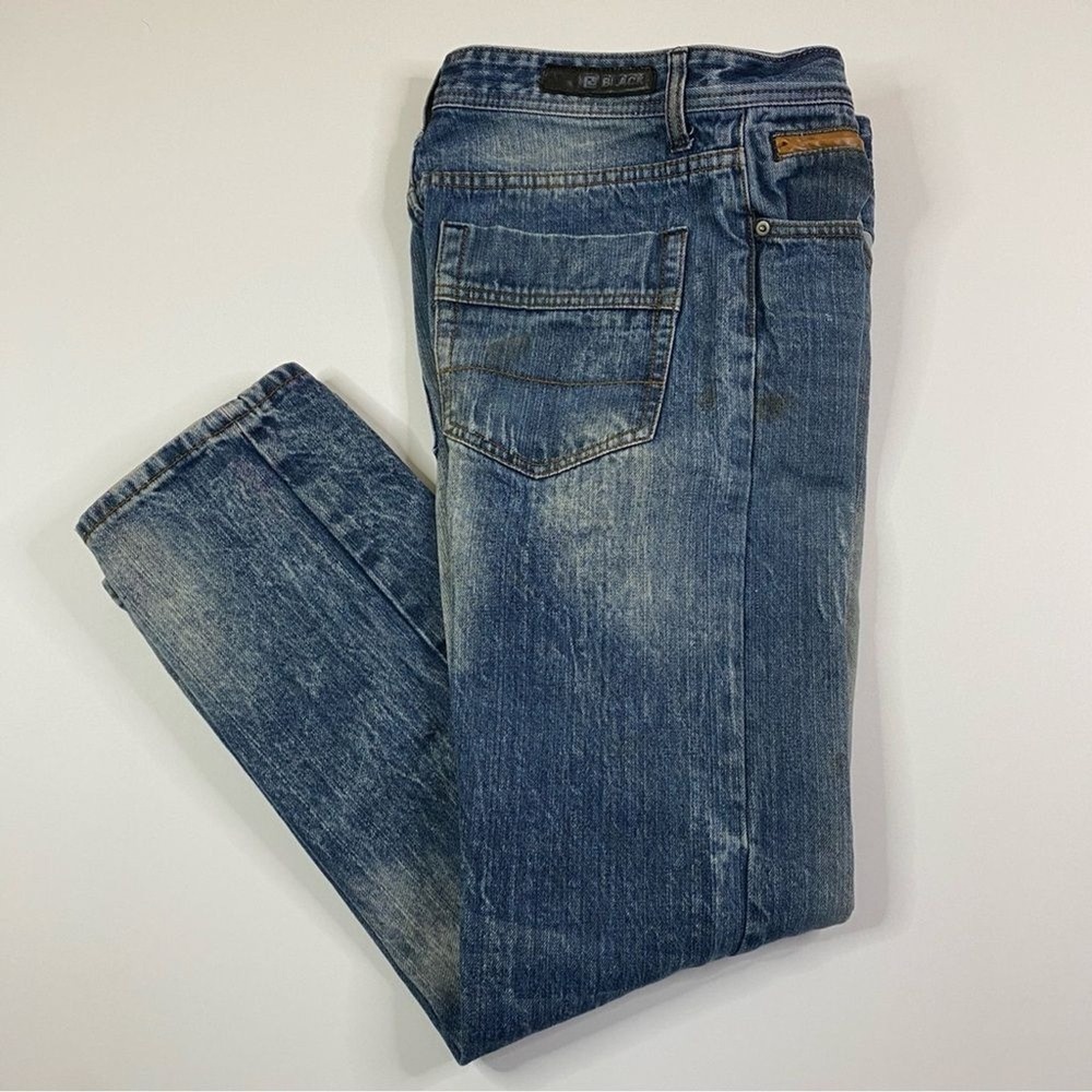Rue 21 Black Jeans‎ Relaxed Straight Leg Men's 30x28 Distressed Denim Preppy